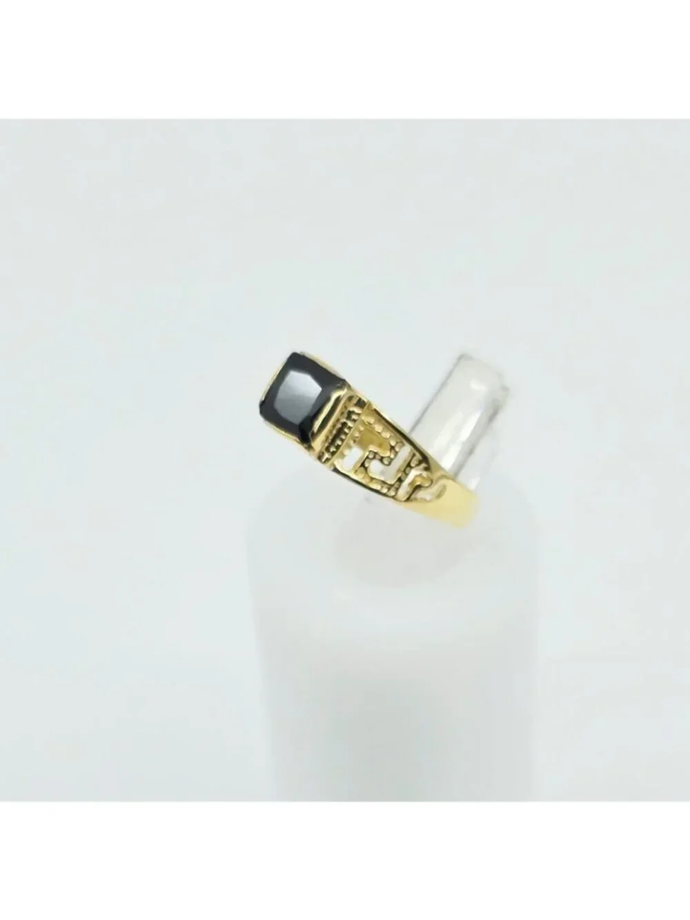 Beautiful 14K Karat Solid Yellow Gold Designer Square Onyx Baby Ring - Size 3